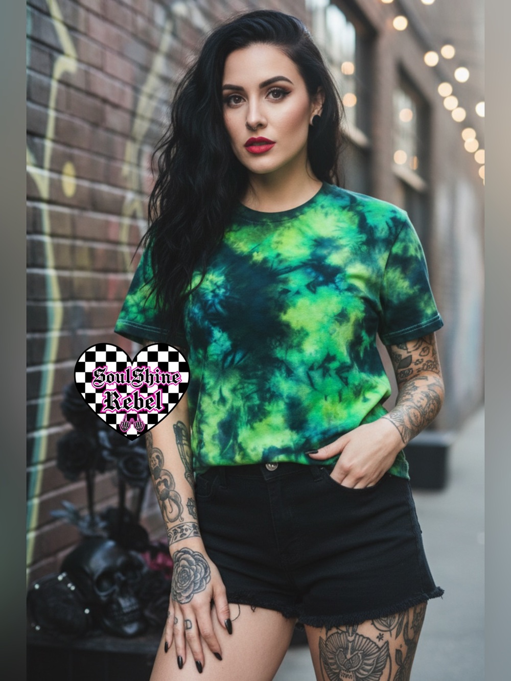 Gotham City Neon Green & Black Ice Dyed Tie Dye Shirt